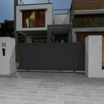 Portail Obsidienne Aluminium Coulissant Standard Gris avec motorisation offerte TITAN SLIDE