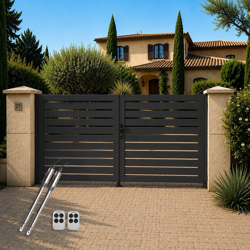 Portail Onyx à Battant Standard Gris avec motorisation offerte ROC SWING