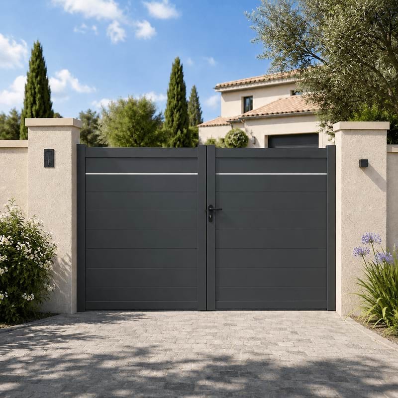 Sur mesure -  Portail Europe à Battant Standard Gris