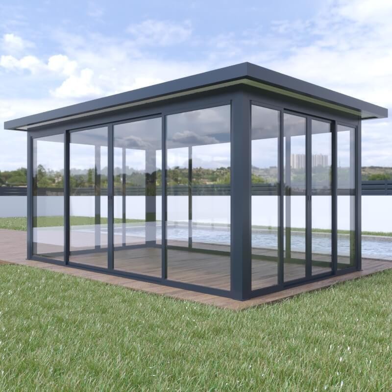 Pergolanda Telhado Plano com Rebordo Totalmente Fechada 6x4 M