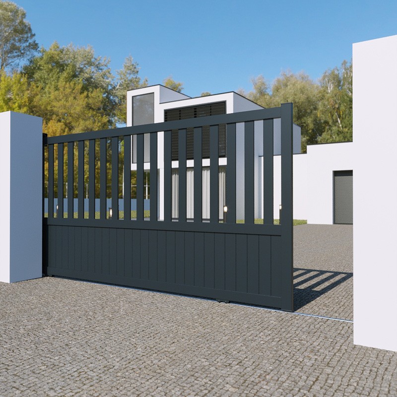 Portail Indiana Coulissant Standard Hauteur 1800 mm Blanc ou Gris