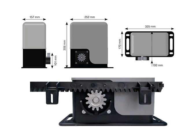 Dimensions Automatisme Centaurus pour Portail Coulissant Sur Mesure