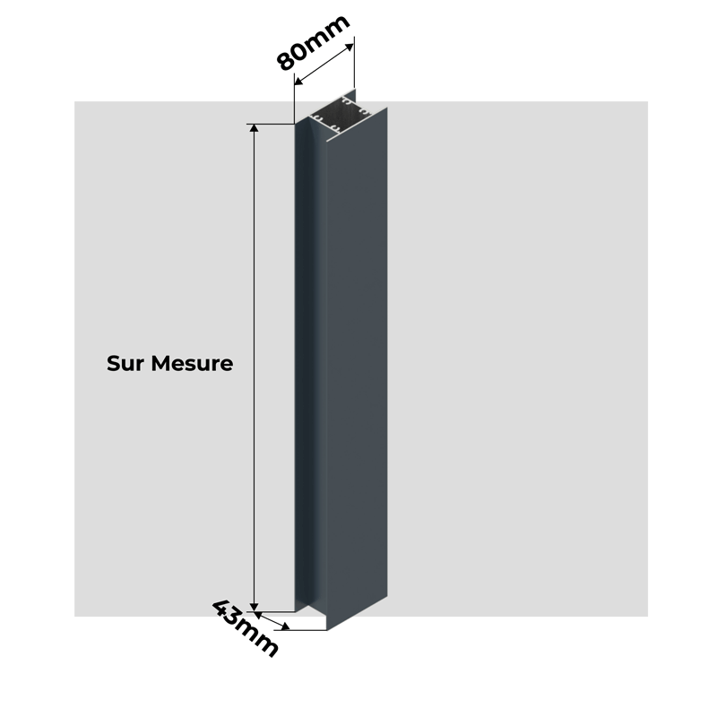Dimensions Poteau Clôture STARTER Aluminium Pleine
