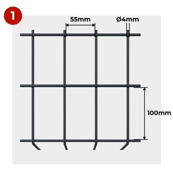 Mesures Grillage Rigide Soude 100x55mm
