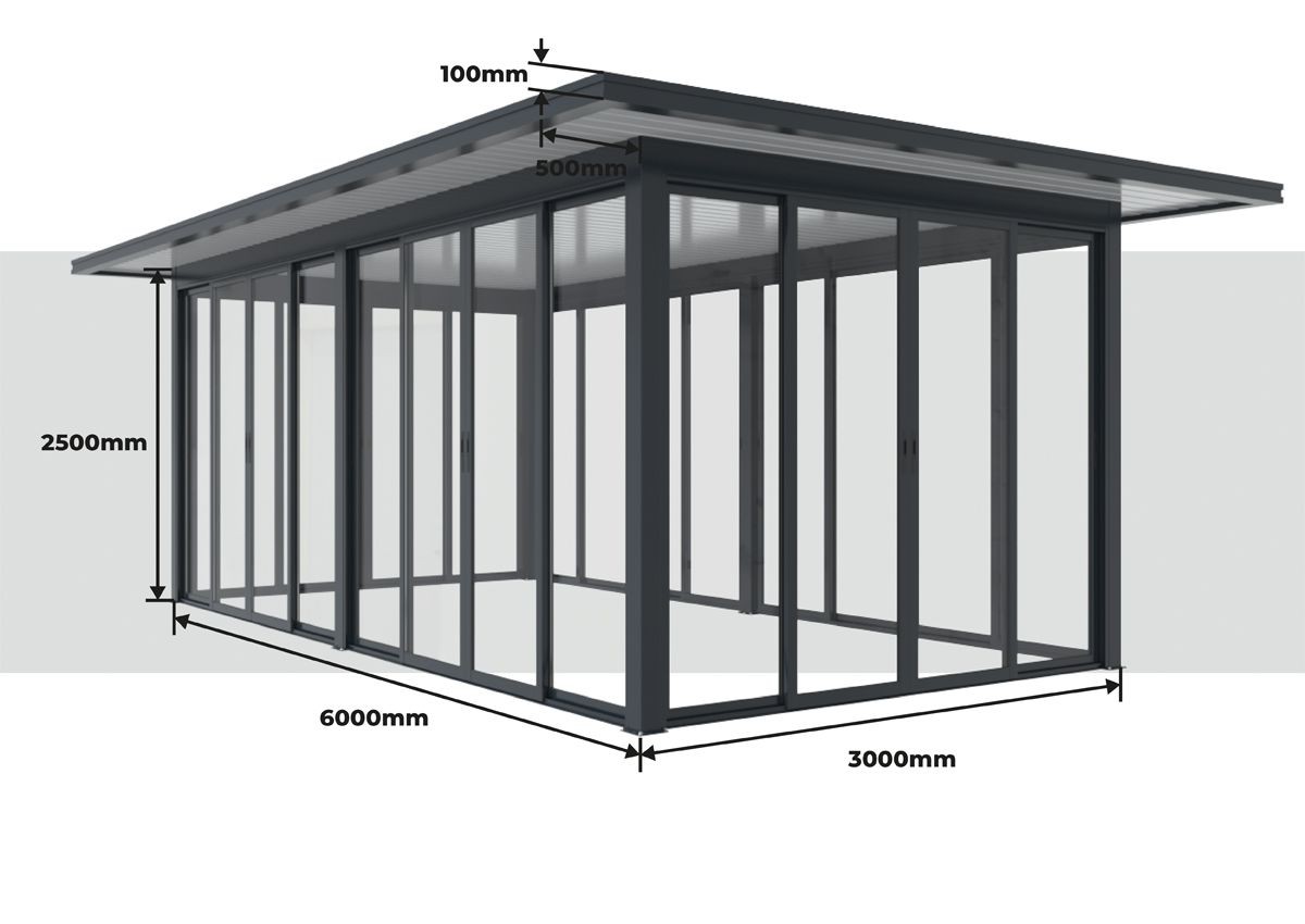 Mesures Pergolanda Toit Plat avec Débords 7000 x 4000 mm